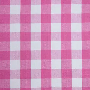 Homescapes Cotton Pink Block Check Gingham Eyelet Curtains 117 x 137 cm