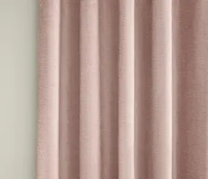 Enhanced Living 100% Blackout Thermal Blush Pink Velvet Chenille Eyelet Curtains   Pair 90 x 90 inch (229x229cm)