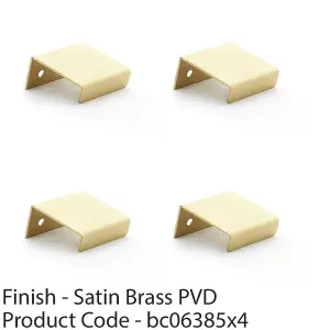 4 PACK - Flat Slim Cabinet Finger Pull Handle Semi Concealed - 37mm Width Satin Brass