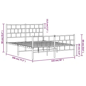 Berkfield Metal Bed Frame with Headboard and Footboard Black 135x190 cm