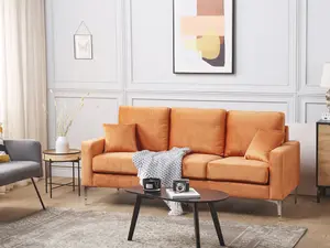 3 Seater Velvet Sofa Orange GAVLE