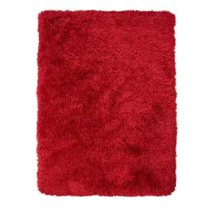 Red Plain Handmade Modern Shaggy Easy to clean Rug for Bed Room Living Room and Dining Room-60cm X 120cm