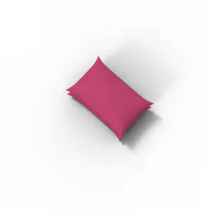 Pair of Pillowcase Polycotton Plain Dyed Housewife Pair of Pillow Covers 75cmx50cm (Fuchsia)