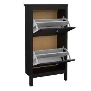 Madrid Shoe Cabinet 2 flap doors Matt Black