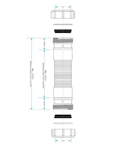 Universal Outlet Flexible Waste Pipe Connector 1.1/2 Inch - 40mm Flexible Waste Pipe and Flexible Drain Pipe, Perfect for Flexible