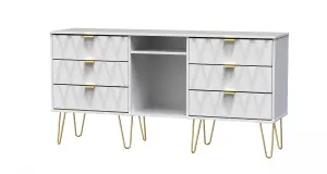 Dallas 6 Drawer Sideboard in White Matt (Ready Assembled)