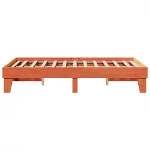 Berkfield Bed Frame without Mattress Wax Brown 135x190 cm Double Solid Wood Pine