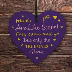 Red Ocean Friendship Plaque Friends Are Like Stars Best Friend Gift Wood Heart Sign Thank You Birthday