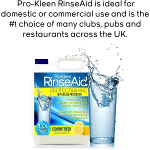 Pro-Kleen Rinse Aid (15L + 500ml) - Lemon Fresh - Protect & Shine With Added Glass Protection