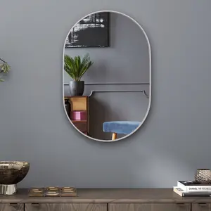 HOMCOM Oval Bathroom Mirror, Modern Wall Mirror Aluminium Frame, 60 x 90cm