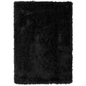 Black Solid Shaggy Rug - New York