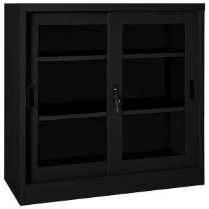 Berkfield Sliding Door Cabinet Black 90x40x90 cm Steel