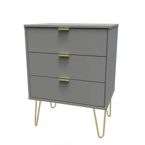 Linear Ready assembled Matt dark grey 3 Drawer Chest of drawers (H)740mm (W)575mm (D)395mm