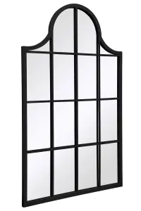 MirrorOutlet - The Arcus - Black Metal Framed Arched Garden Wall Mirror 41" X 24" (104 x 62 cm)