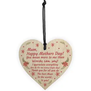 Gift For Mum Mothers Day Gift Lockdown Wooden Heart Thank You Gift For Her