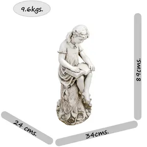 MARY Reading Girl 89cm Antique Stone Effect