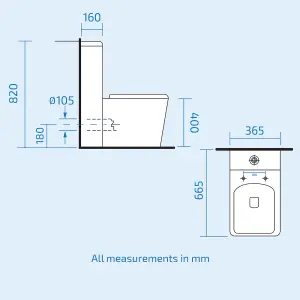 Nes Home 600mm Steel Grey Wall Hung Drawers Vanity & Close Coupled Toilet