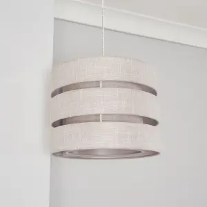 Inlight Light Grey Woven effect Slubby Trio Light shade (D)33cm