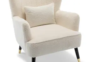 Teddy Boucle Fabric White Camila Accent Chair