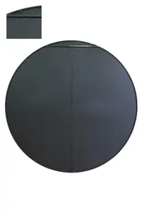 MirrorOutlet The Fenestra Black Extra Large Circular Window Metal Wall and Leaner Mirror 200cm x 200cm