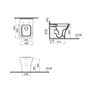 Vitra Koa White Square Floor-mounted Bidet, tap & toilet set