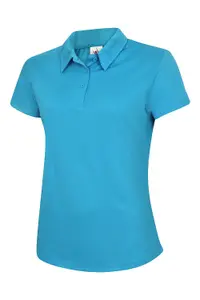 Uneek - Unisex Ultra Cool Poloshirt - 100% Polyester Textured Breathable Fabric with Wic - Sapphire - Size XS