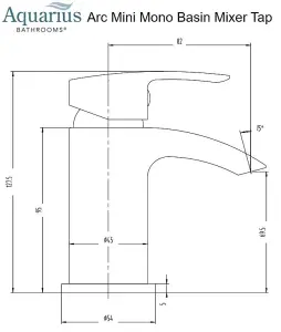 Aquarius Arc Mini Mono Basin Mixer Tap inc Waste Matt Black