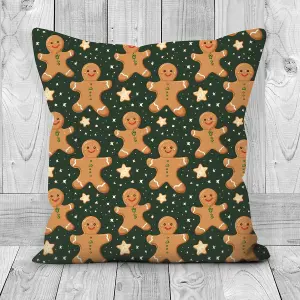 Printed Faux Suede Christmas Cushion Gingerbread 60cm x 60cm