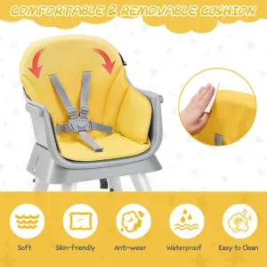 Costway 6-in-1 Baby High Chair Infant Feeding Chair Kids Stool w/Removable Tray & Cushion