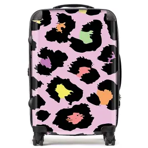 Pink Leopard Print Suitcase - Medium