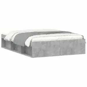 Berkfield Bed Frame Concrete Grey 135x190 cm Double