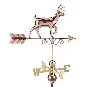 Farmhouse Copper Proud Buck Deer Weathervane - L47 x W43.2 x H88.9 cm