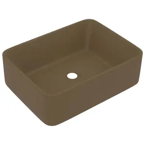 Berkfield Luxury Wash Basin Matt Cream 41x30x12 cm Ceramic