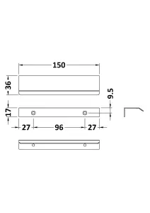 Finger Pull Handle, 150mm (96mm Centres) - Brushed Brass