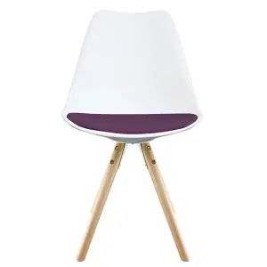 Soho White & Purple Plastic Dining Chair with Pyramid Light Wood Legs