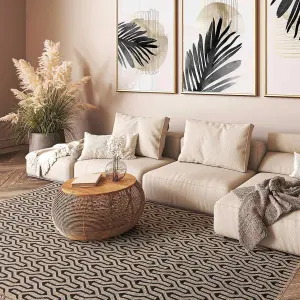 Global Black Lattice Cotton Jute Rug Rug 120x170cm for the