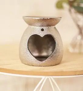 Silver Heart Wax Warmer Oil Burner