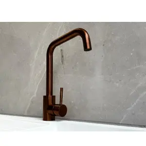 Reginox Copper Stainless Steel Kitchen Sink Tap SALINA COPPER Square Neck Deck Mounted