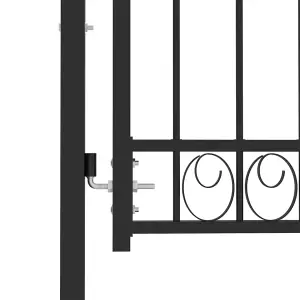 Berkfield Fence Gate with Arched Top Steel 100x100 cm Black