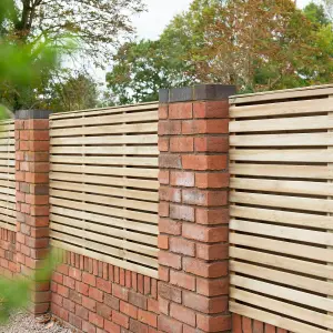 Forest Garden Contemporary Slatted Pressure treated 4ft Wooden Decorative fence panel (W)1.8m (H)1.2m, Pack of 4