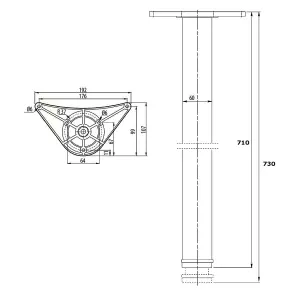 Adjustable Breakfast Bar Worktop Support Table Leg 710mm - Colour Aluminium - Pack of 3