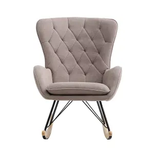 Grey Modern Fabric Rocking Chair,Upholstered Armchair Lounge Chair for Bedroom Living Room