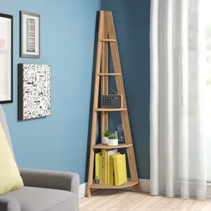 Yareli Corner Bookcase Oak / 175.4" H x 38.6" W x 38.6" D