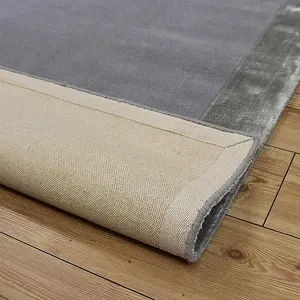 Silver Bordered Wool Handmade Modern Easy to Clean Handmade Rug For Dining Room Bedroom And Living Room-160cm X 230cm