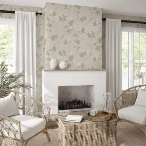 Belgravia Décor Amelie Blossom Beige/Green Wallpaper