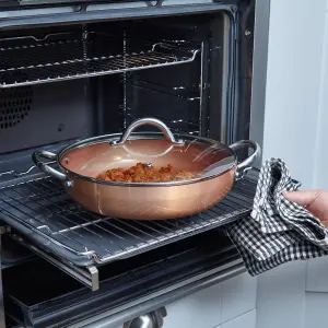 Copper 28Cm Shallow Family Casserole Pan With Lid