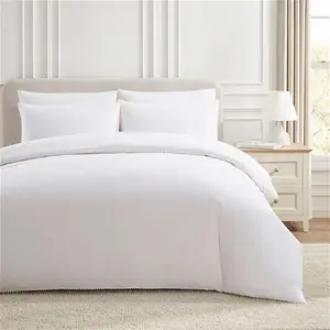 DUSK Girona 200 Thread Count Pom-Pom Duvet Cover - Cotton - White - Single