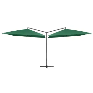 Berkfield Double Parasol with Steel Pole 250x250 cm Green