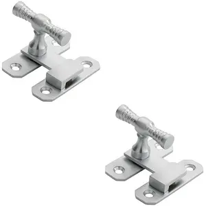 2x Window T Handle Fastener 57 x 19mm Satin Chrome Cabinet Door Lock