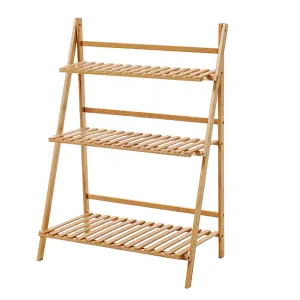 Outdoor 3-Tier Foldable Garden Wood Plant Stand 96cm H